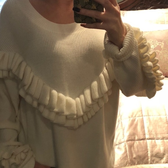 Frame Ruffle-Yoke Ribbed Sweater NWOTS - Picture 5 of 10